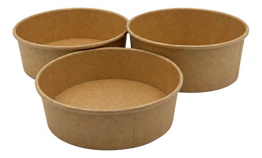 Three kraft salad bowls